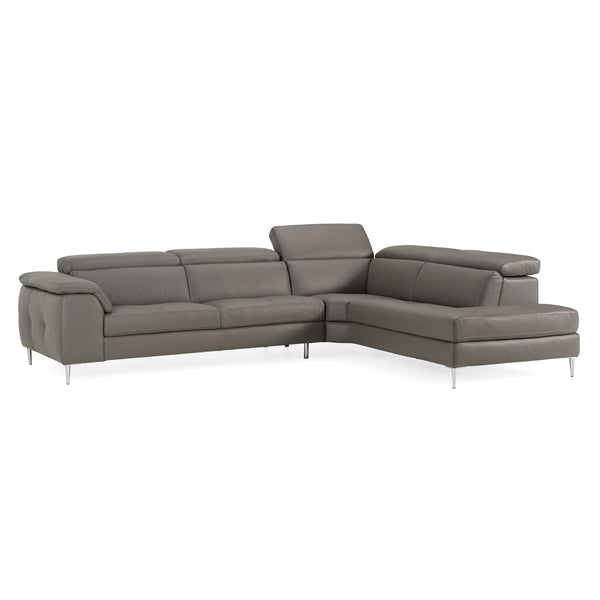Lamod Italia Viola Italian Contemporary Grey Leather Right Facing Sectional Sofa Model VGDTVIOLA-KIM-FUME-RAF-SECT
