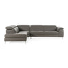 Viola Italian Contemporary Grey Leather Left Facing Sectional Sofa