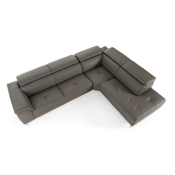 Lamod Italia Viola Italian Contemporary Grey Leather Right Facing Sectional Sofa Model VGDTVIOLA-KIM-FUME-RAF-SECT