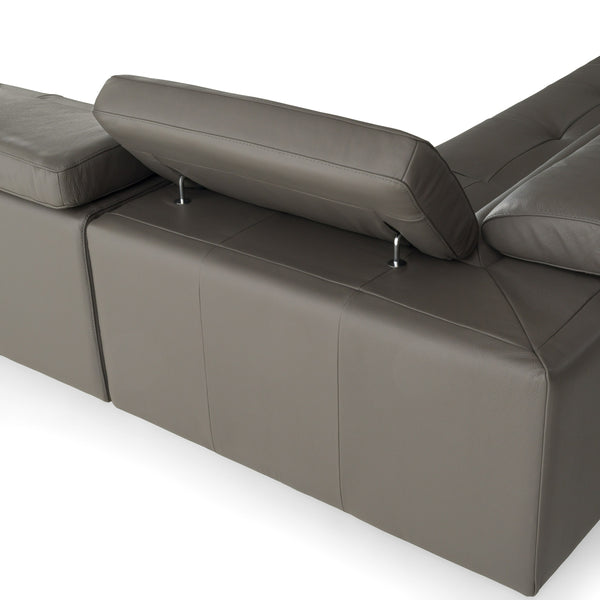 Viola Italian Contemporary Grey Leather Left Facing Sectional Sofa