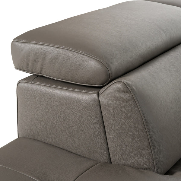 Viola Italian Contemporary Grey Leather Left Facing Sectional Sofa