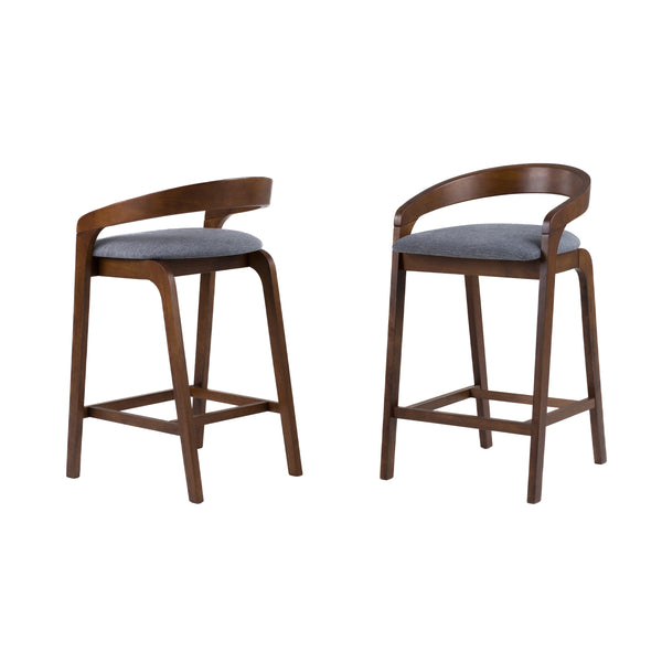 Modrest Vougler Modern Grey Fabric & Walnut Counter Chair (Set Of 2) Model VGMA-MI1204-GRYWAL