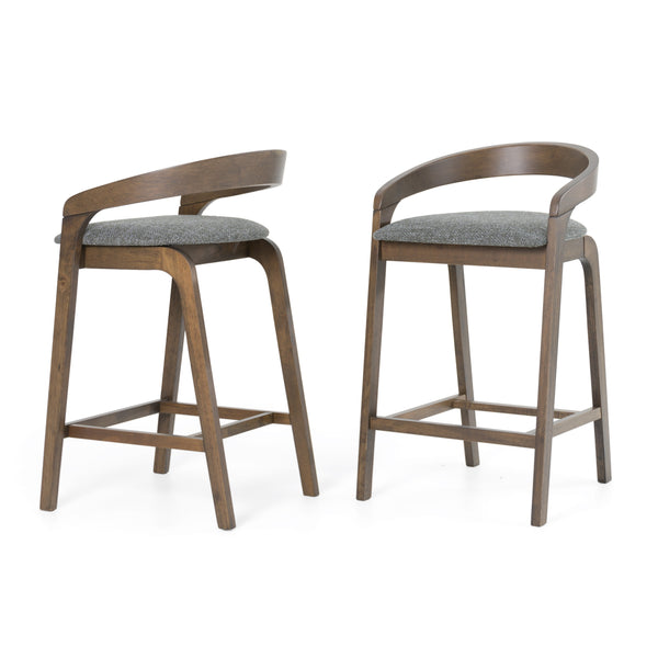 Modrest Vougler Modern Grey Fabric & Wenge Counter Chair (Set Of 2) Model VGMA-MI1204-GRYWNG