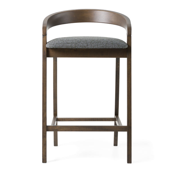 Modrest Vougler Modern Grey Fabric & Wenge Counter Chair (Set Of 2) Model VGMA-MI1204-GRYWNG
