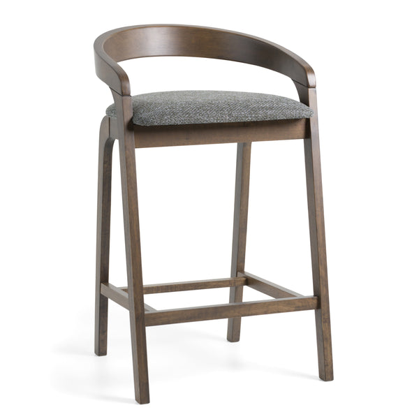 Modrest Vougler Modern Grey Fabric & Wenge Counter Chair (Set Of 2) Model VGMA-MI1204-GRYWNG