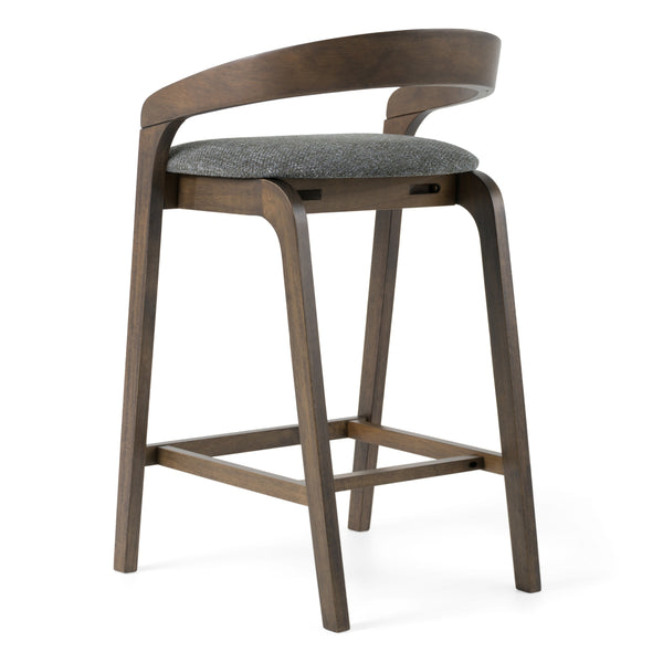 Modrest Vougler Modern Grey Fabric & Wenge Counter Chair (Set Of 2) Model VGMA-MI1204-GRYWNG