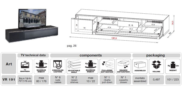 Vr4 Verona Tv Entertainment System Made In Italy Model VGMUVR4-ANM