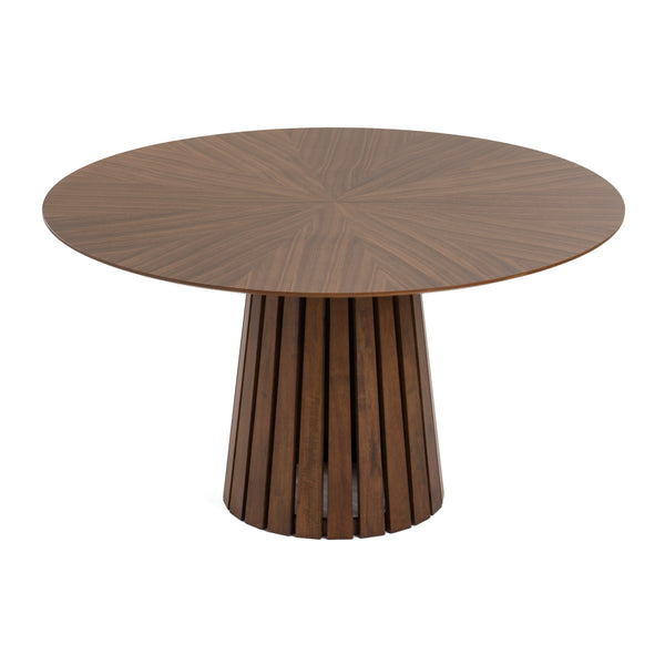Weiss Mid-Century Modern Walnut Round Dining Table + 6 Chair Set