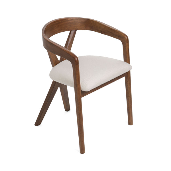Modrest Weiss Mid Century Modern White Fabric & Walnut Dining Chair Model VGMAMI-1181-OT001