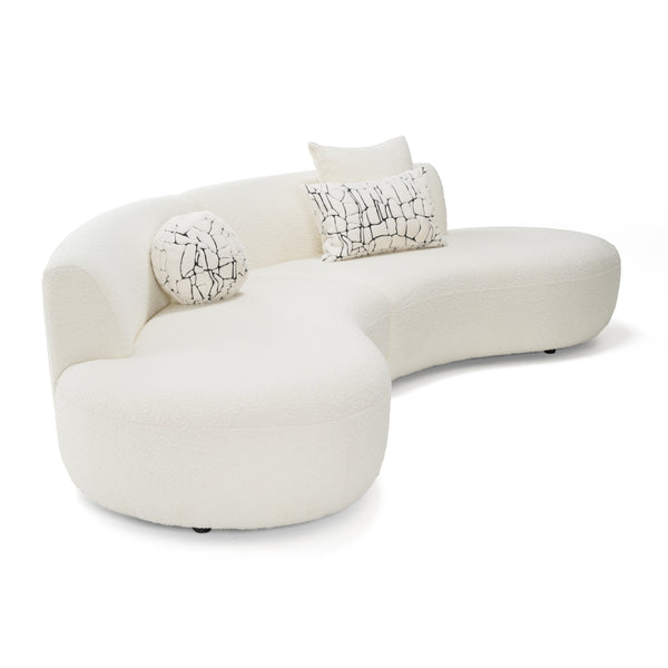 Weldon Modern Cream Fabric Curved Sectional