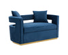 Wells Modern Blue Velvet Loveseat