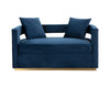 Wells Modern Blue Velvet Loveseat