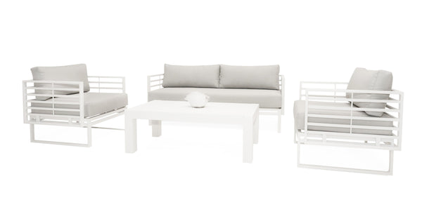 Renava Wharf Outdoor Light Grey And White Sofa Set Model VGGES0273SA-WHT-SET