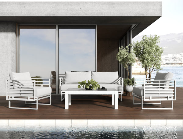 Renava Wharf Outdoor Light Grey And White Sofa Set Model VGGES0273SA-WHT-SET