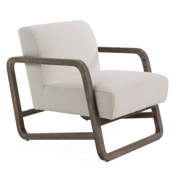 Modrest Wilber Modern Off White Fabric & Grey Wood Accent Chair Model VGVC-S2305A-WHT