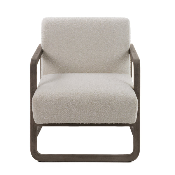 Modrest Wilber Modern Off White Fabric & Grey Wood Accent Chair Model VGVC-S2305A-WHT