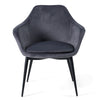 Modrest Wilson Modern Grey Velvet & Black Dining Chair Model VGHR3404-GRY-DC