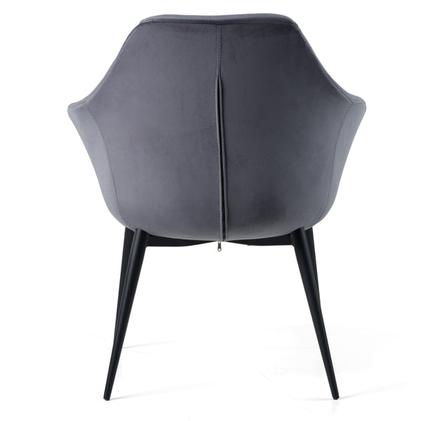 Modrest Wilson Modern Grey Velvet & Black Dining Chair Model VGHR3404-GRY-DC