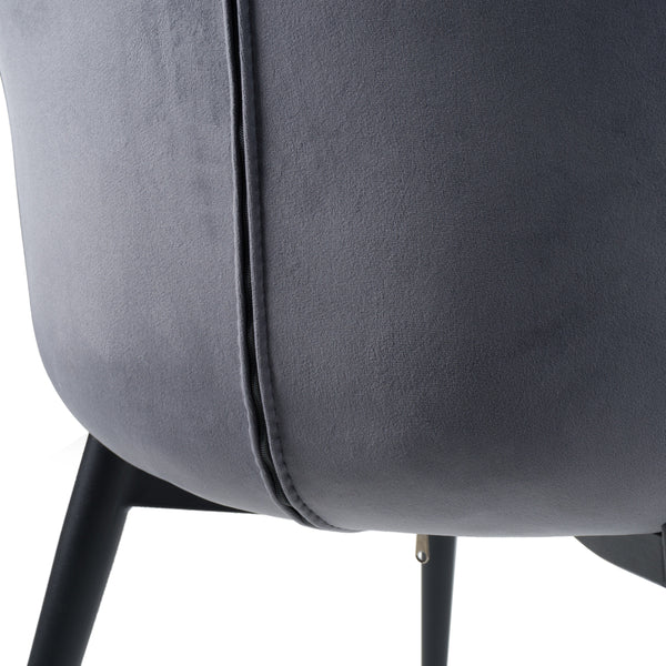 Modrest Wilson Modern Grey Velvet & Black Dining Chair Model VGHR3404-GRY-DC