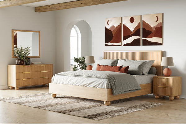 Modrest Winters Modern Natural Oak Bed Model VGWD-EMI-QB-KBUS-BED
