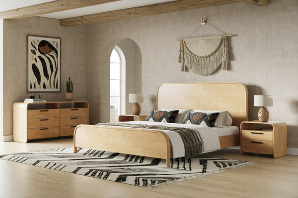 Dresden Modern Natural Acacia 2-Drawer Nightstand Bedroom Set