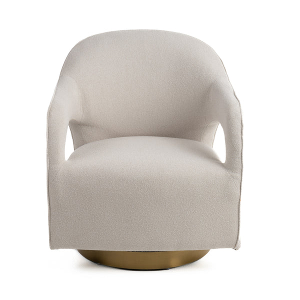 Modrest Worley Modern Beige Fabric & Gold Swivel Accent Chair Model VGRH-RHS-AC-556-BGE