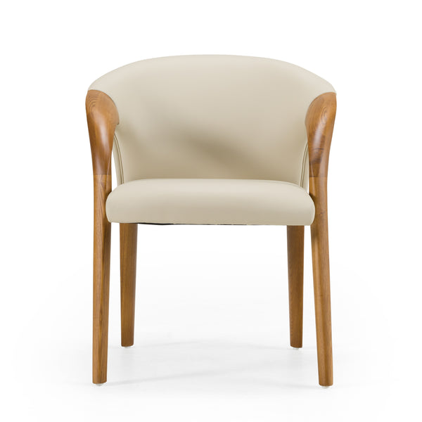 Modrest Wynetta Mid Century Modern Grey Vegan Leather & Walnut Dining Chair Model VGCSACH-19075-WAL