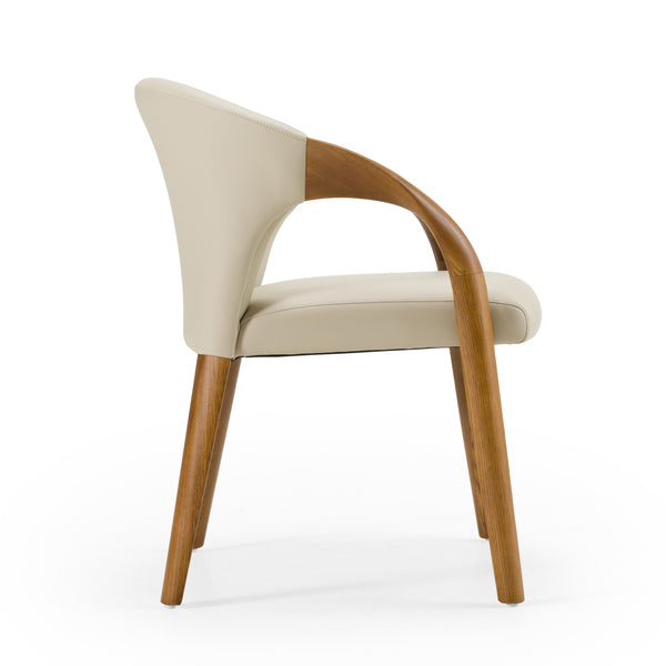 Modrest Wynetta Mid Century Modern Grey Vegan Leather & Walnut Dining Chair Model VGCSACH-19075-WAL