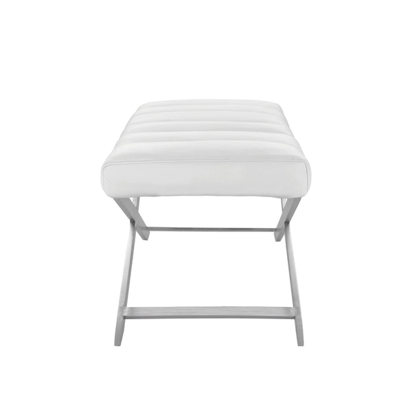 Modrest Xane Contemporary White & Brushed Stainless Steel Bench Model VGGAGA-8648BE-WHT-B