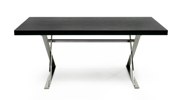 A&X Xavier Modern Black Crocodile & Stainless Steel Dining Table Model VGUNAA815-180-BLKCROC