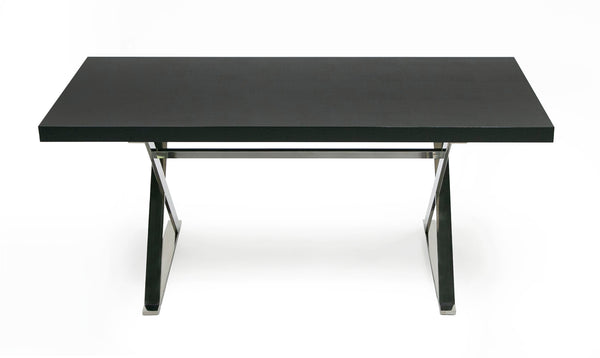 A&X Xavier Modern Black Crocodile & Stainless Steel Dining Table Model VGUNAA815-180-BLKCROC
