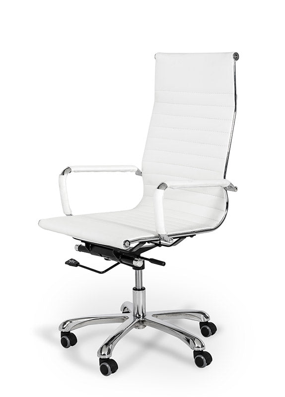 Scroll Modern White Eco Leather Office Chair Model VGLEXY100-WHT
