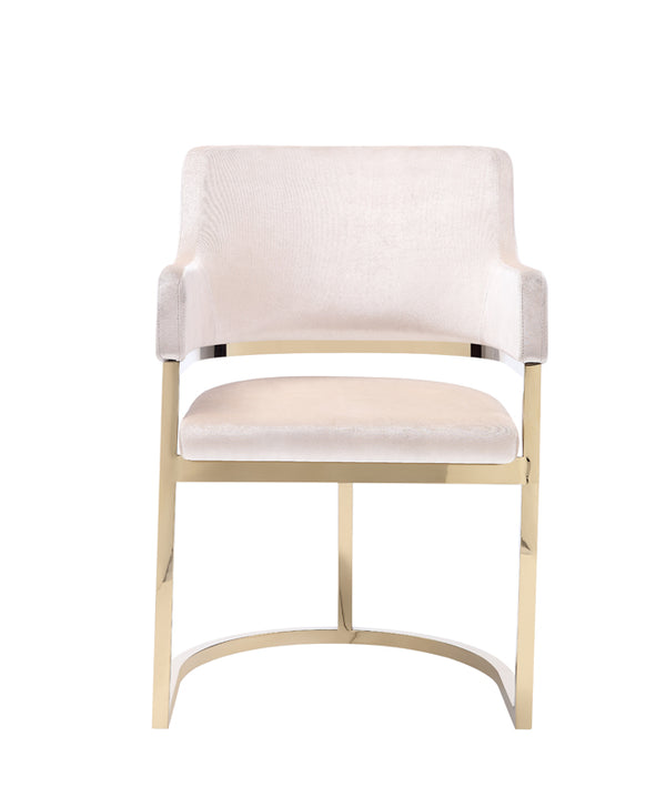 Modrest Tulsa Modern Cream Velvet & Gold Dining Chair Model VGZAY607-CRM