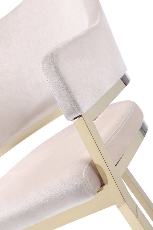 Modrest Tulsa Modern Cream Velvet & Gold Dining Chair Model VGZAY607-CRM