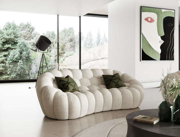Divani Casa Yolonda Modern Curved Off White Fabric Loveseat Model VGEV2126C-LOVE-C-00