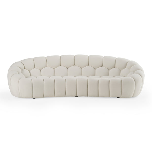 Yolonda Modern Curved Off-White Fabric Sofa