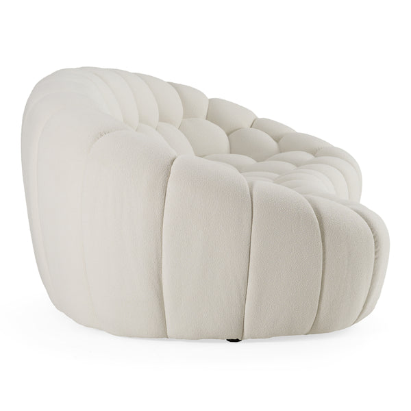 Yolonda Modern Curved Off-White Fabric Sofa