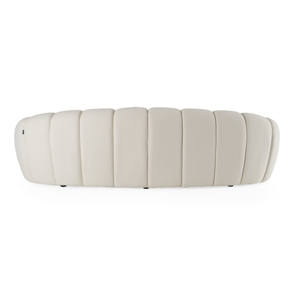 Yolonda Modern Curved Off-White Fabric Sofa