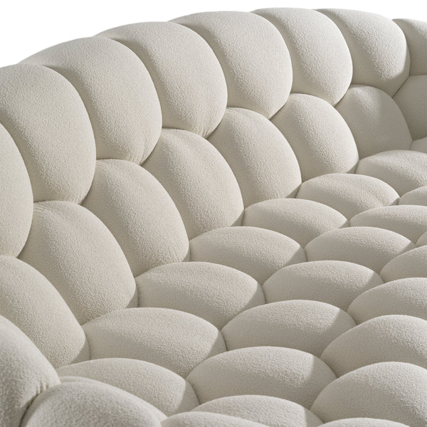 Yolonda Modern Curved Off-White Fabric Sofa