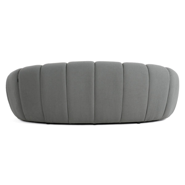 Yolonda Modern Curved Light Grey Fabric Loveseat