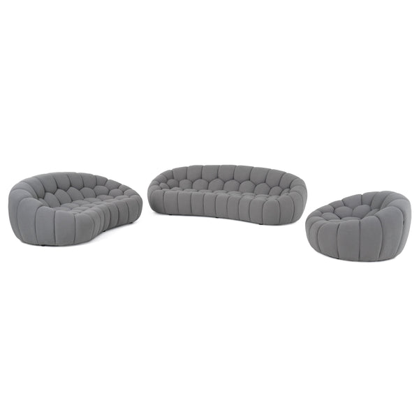 Divani Casa Yolonda Modern Curved Light Grey Fabric Sofa Set Model VGEV2126C-SET-C-07
