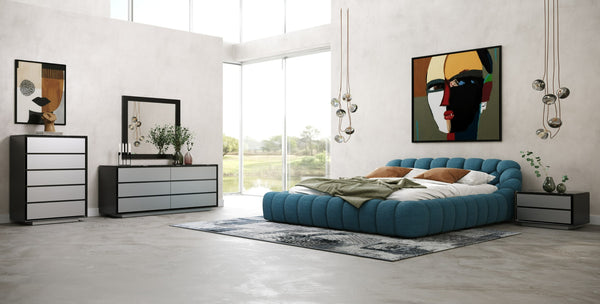 Divani Casa Yolonda Modern Dark Teal Fabric Bed Model VGEV-A127-BED-C-15