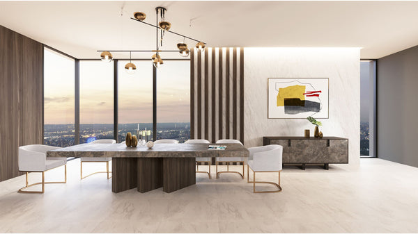 Modrest Yukon Modern White Fabric And Antique Brass Dining Chair Model VGVCB8362-WHTBRS