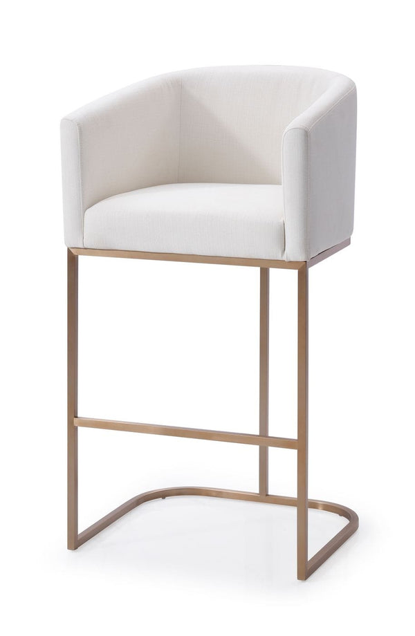 Modrest Yukon Modern White Fabric & Brushed Bronze Bar Chair Model VGVCB8362-WHT-BS