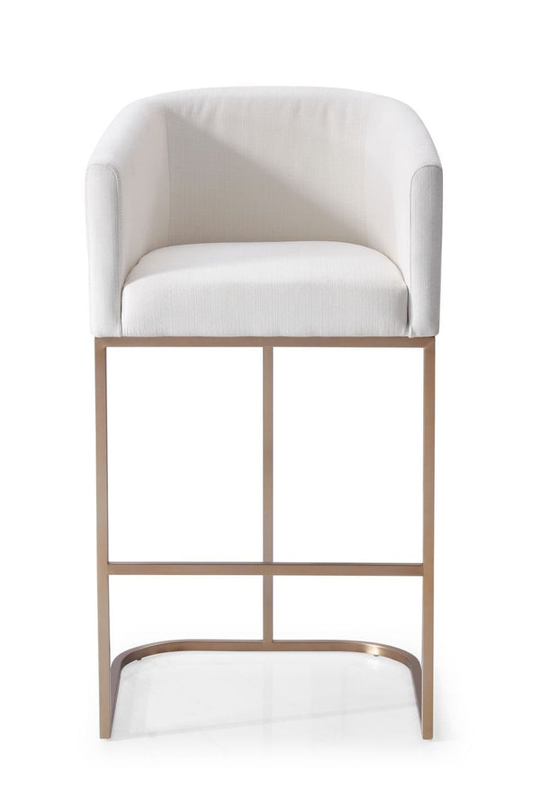 Modrest Yukon Modern White Fabric & Brushed Bronze Bar Chair Model VGVCB8362-WHT-BS