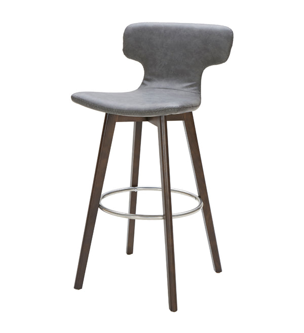 Zach Mid-Century Dark Grey Eco-Leather Bar Stool