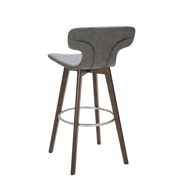 Modrest Zach Mid Century Dark Grey Eco Leather Bar Stool Model VGKKY1252-DKGRY