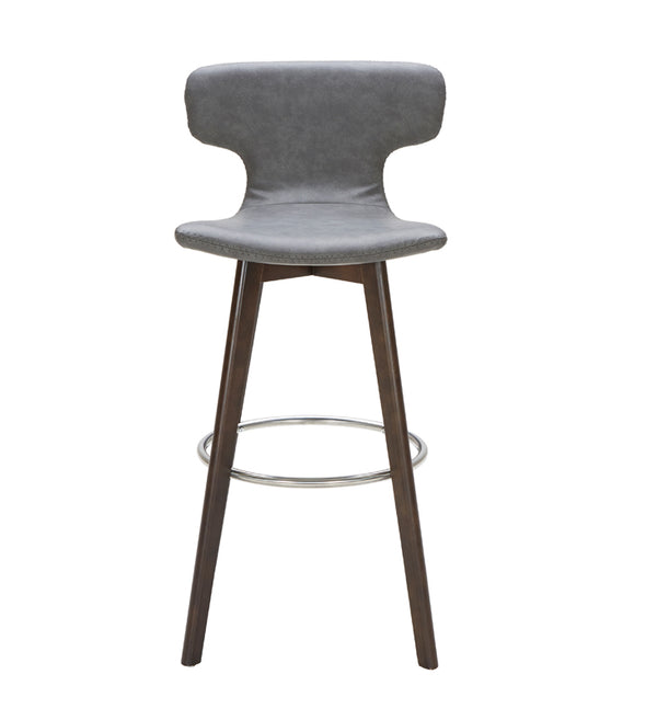Zach Mid-Century Dark Grey Eco-Leather Bar Stool