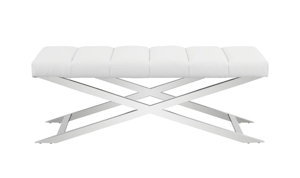 Modrest Xane Contemporary White Vegan Leather Bench Model VGGAGA-8648BE-WHT-BENCH