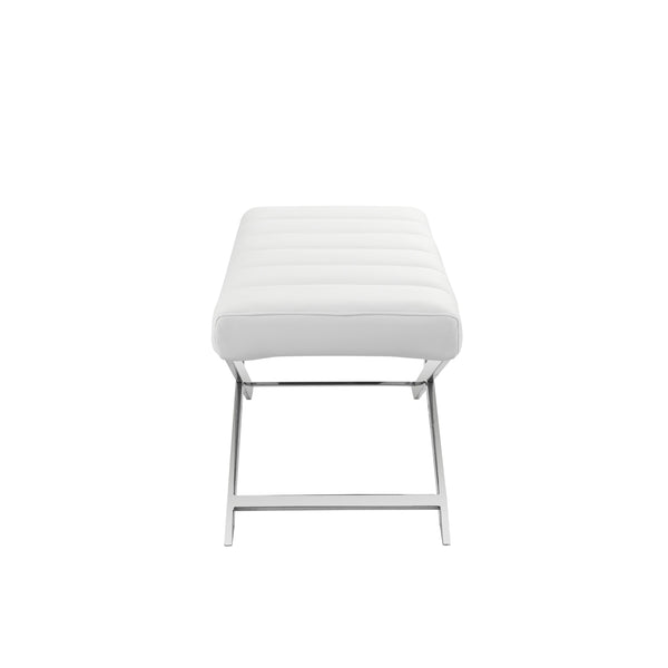 Modrest Xane Contemporary White Vegan Leather Bench Model VGGAGA-8648BE-WHT-BENCH